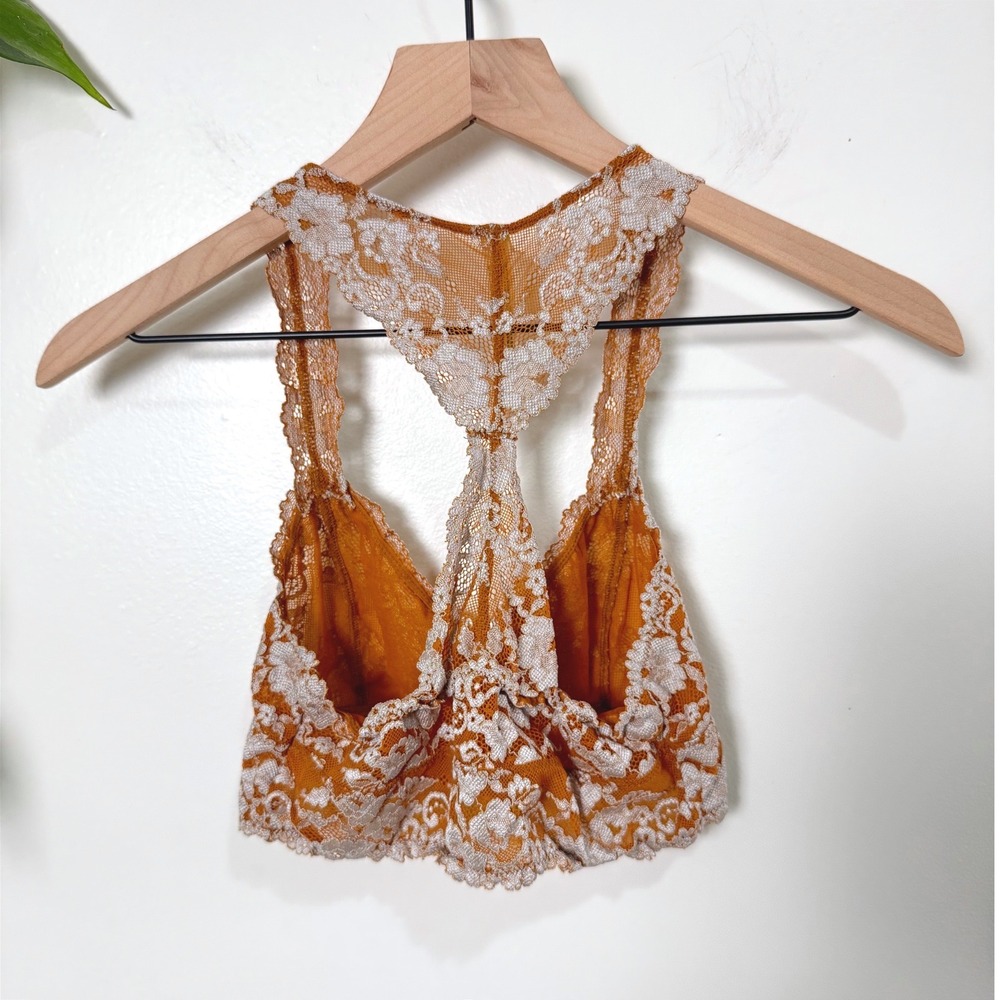 Intimately Free People Lace Halter Bralette Rust Orange Small Boho Romantic - Picture 2 of 7